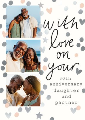 With Love Daughter And Partner Photo Upload 30th Anniversary Card