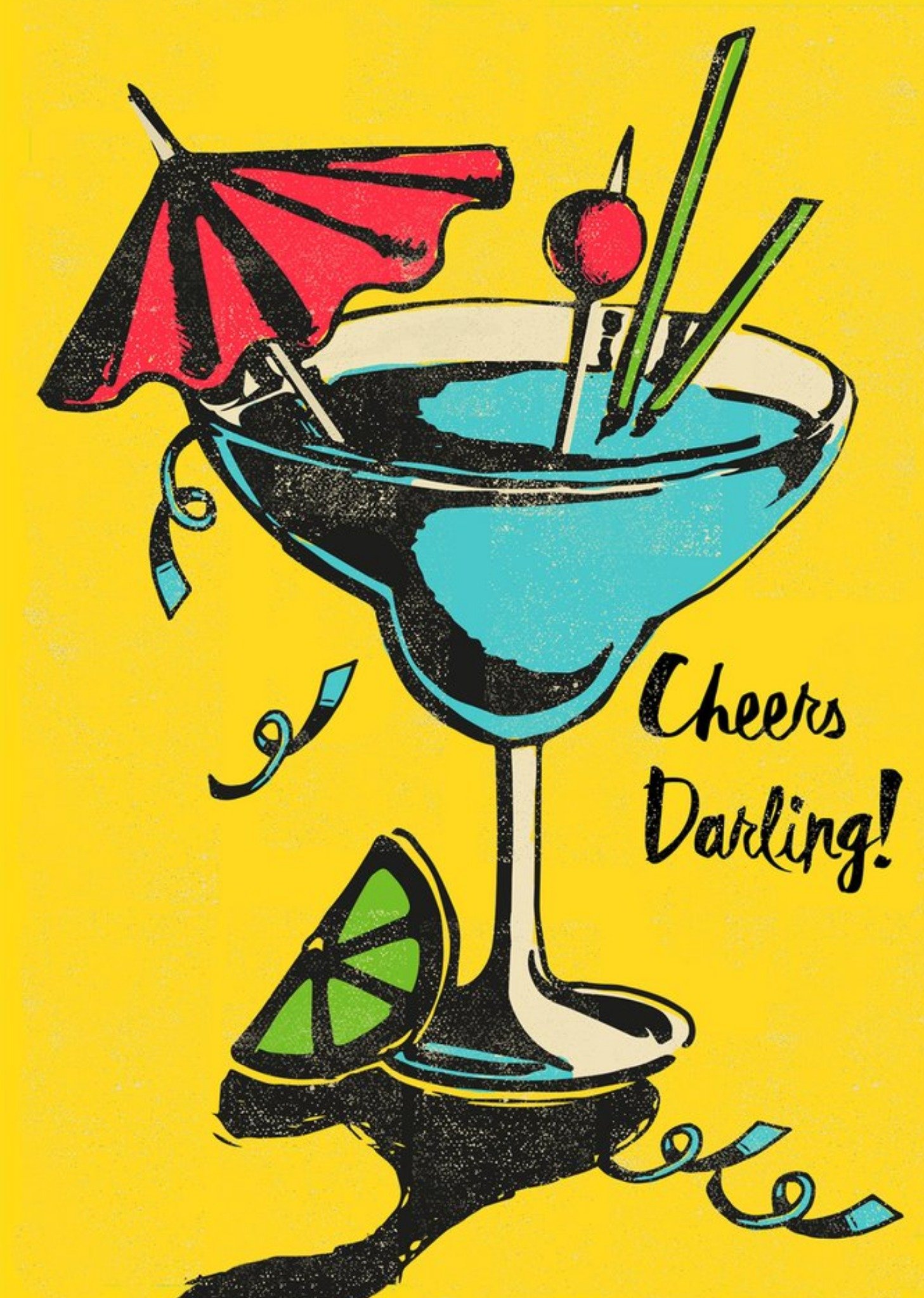 Moonpig Retro Cocktail Cheers Darling Birthday Card
