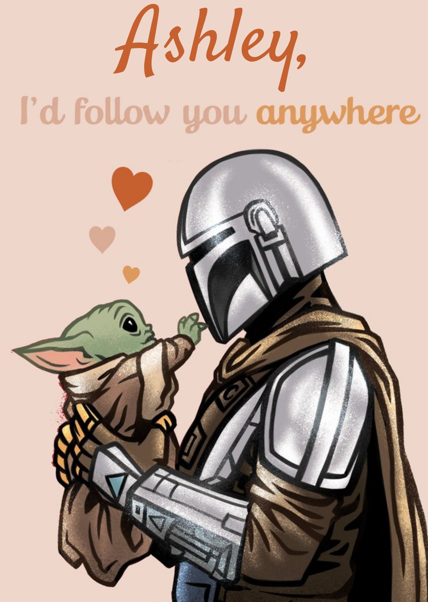 Disney Star Wars The Mandalorian Personalised Valentine Card I'd Follow You Anywhere