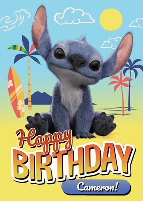 Disney Lilo And Stitch Beach Illustrated Happy Birthday Card