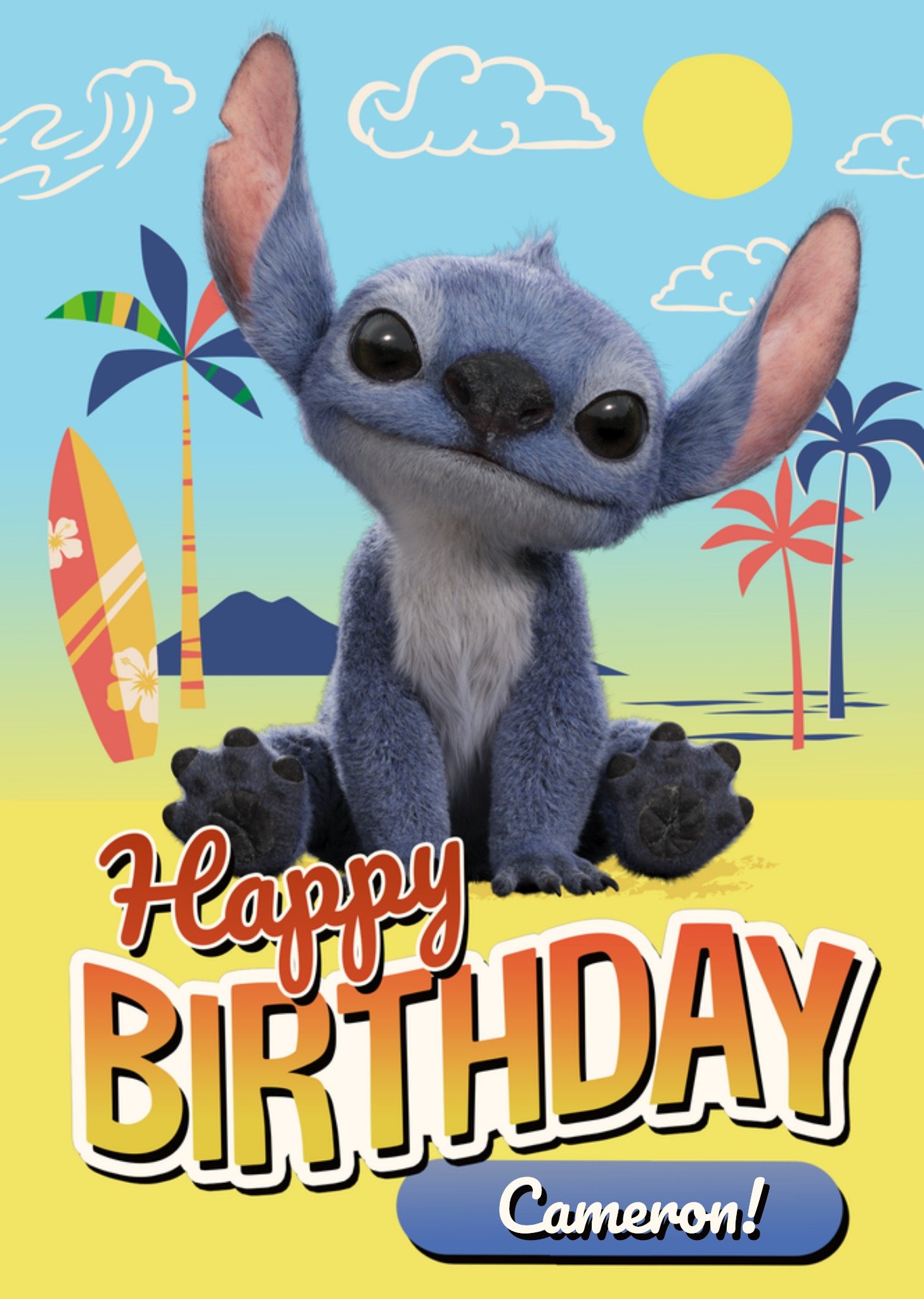 Disney Lilo And Stitch Beach Illustrated Happy Birthday Card