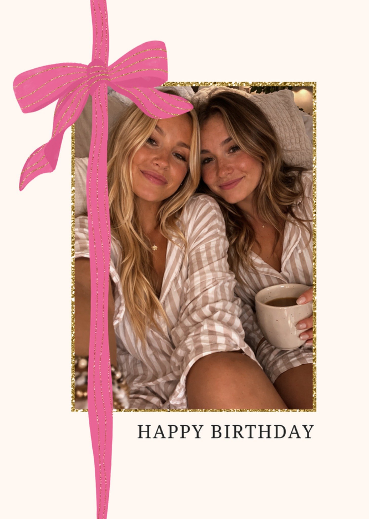 Moonpig Happy Birthday Ribbon Illustrated Photo Upload Card