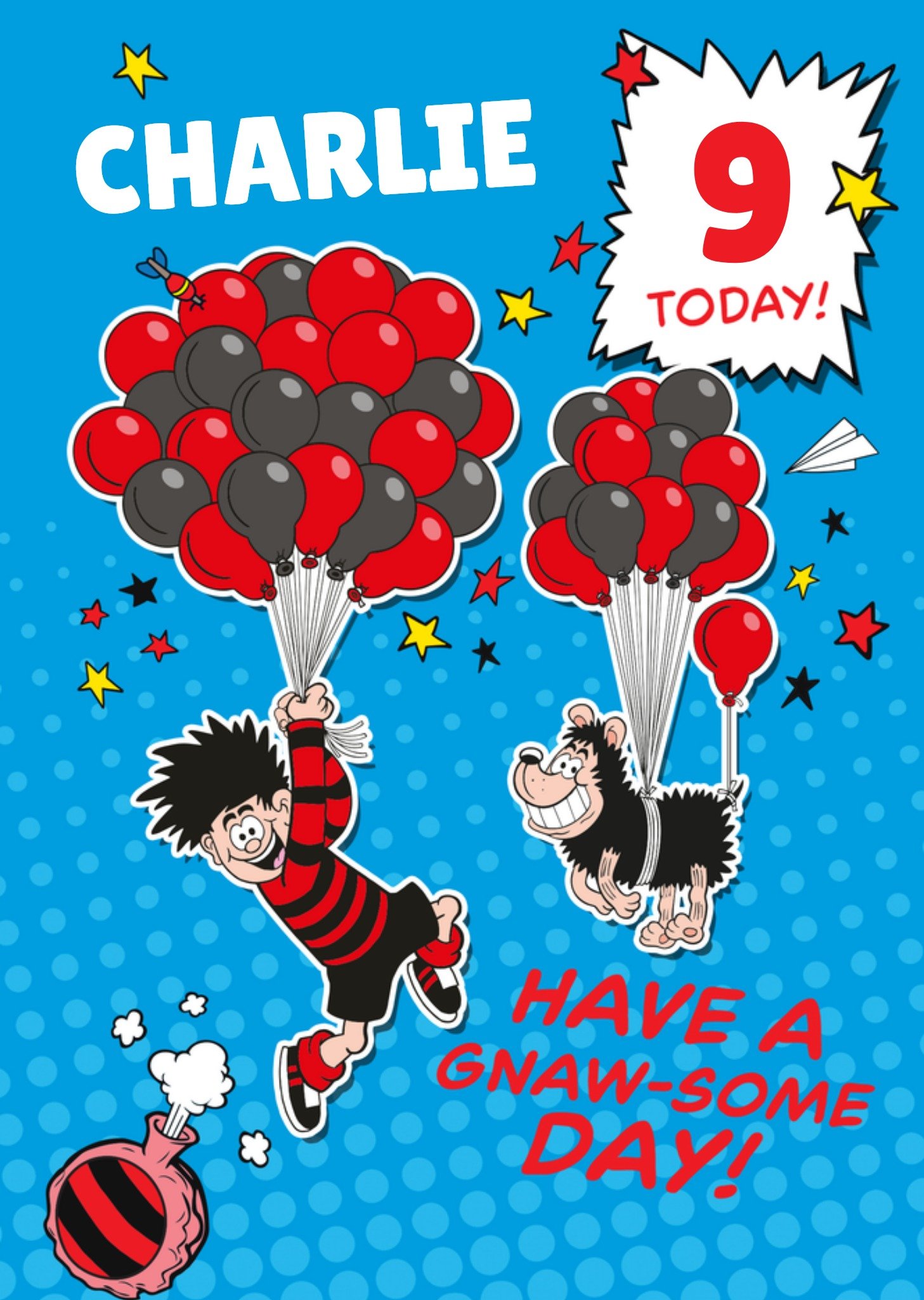 Moonpig Beano Cartoon Illustrated Dennis And Gnasher Birthday Card