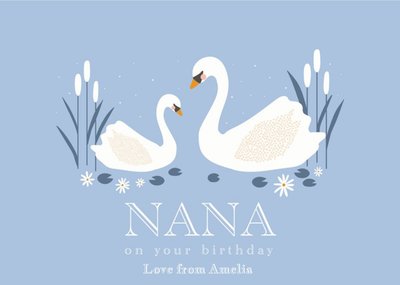 LR Studio Illustrated Swans Grandmother Senior Birthday Card