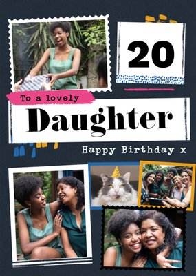 Modern Photo Upload Collage Daughter Birthday Card