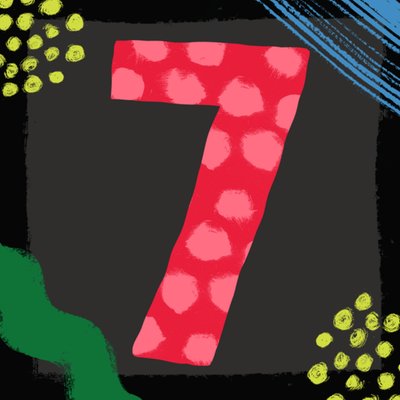 Bold & Bright Illustrated 7th Birthday Card