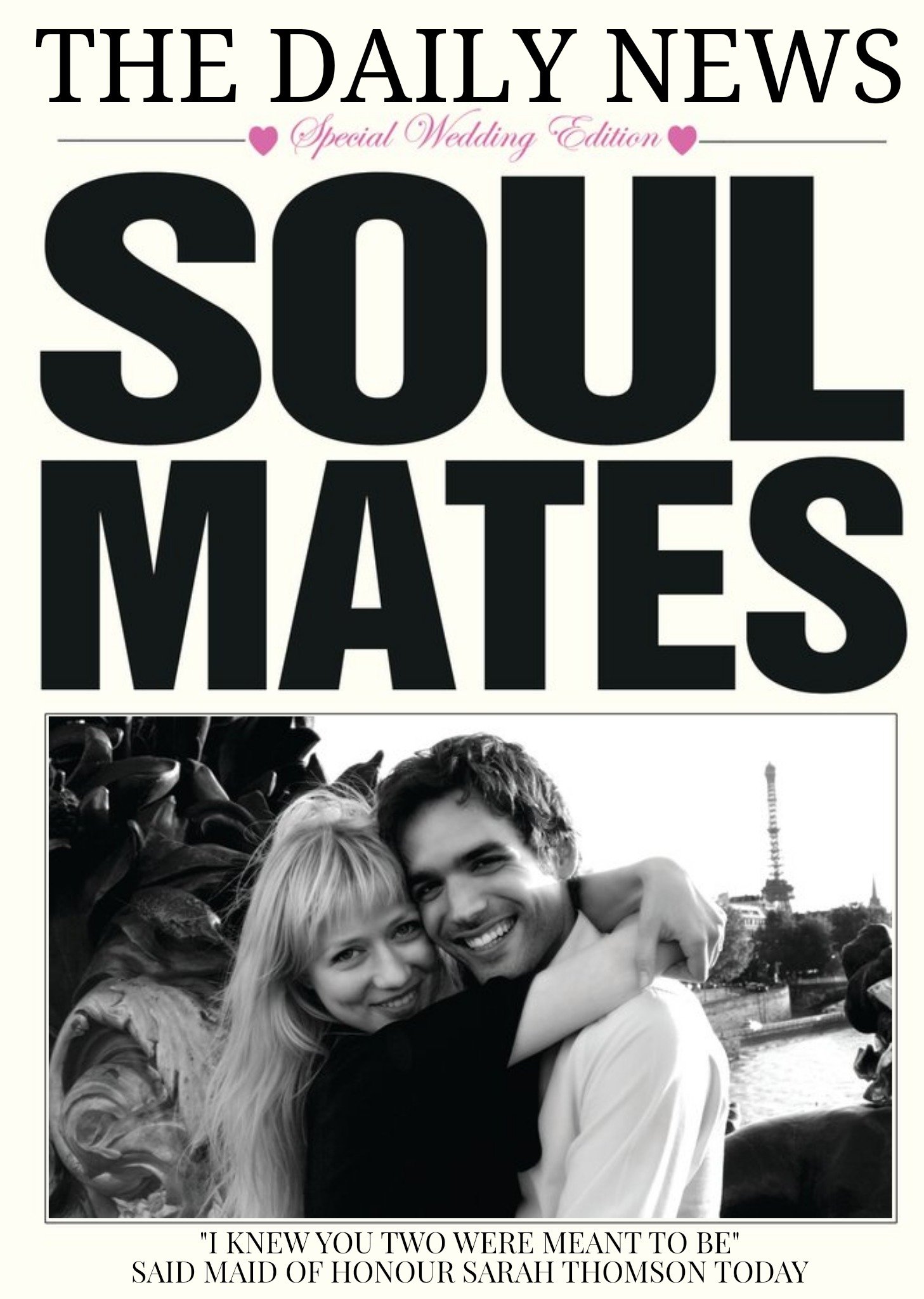 Moonpig The Daily News Soulmates Headline Photo Upload Card