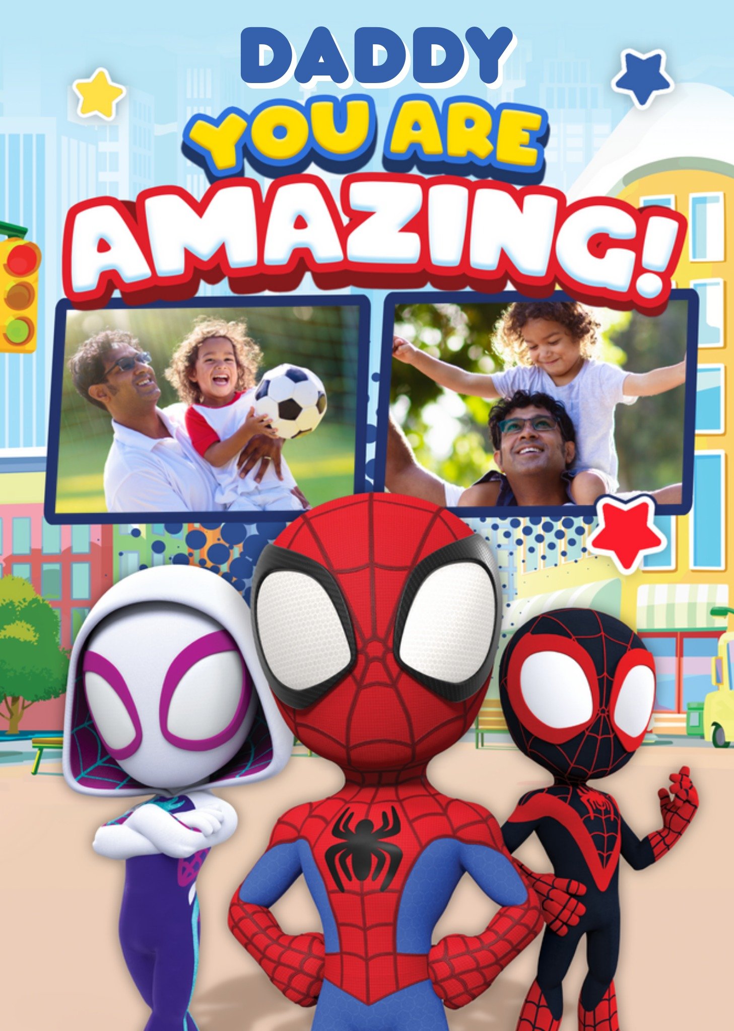 Marvel Spidey And His Amazing Friends Daddy You Are Amazing Photo Upload Valentine's Day Card, Large