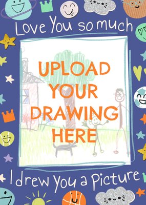 Love You So Much Whimsical Doodle Drawing Upload Card