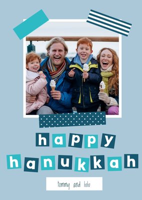 Scrapbook Style Happy Hanukkah Photo Upload Card