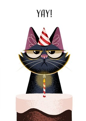 Folio Cat Yay Cake Birthday Card