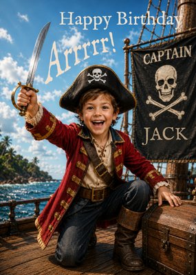 Pirate Captain Boy Face Swap Birthday Card
