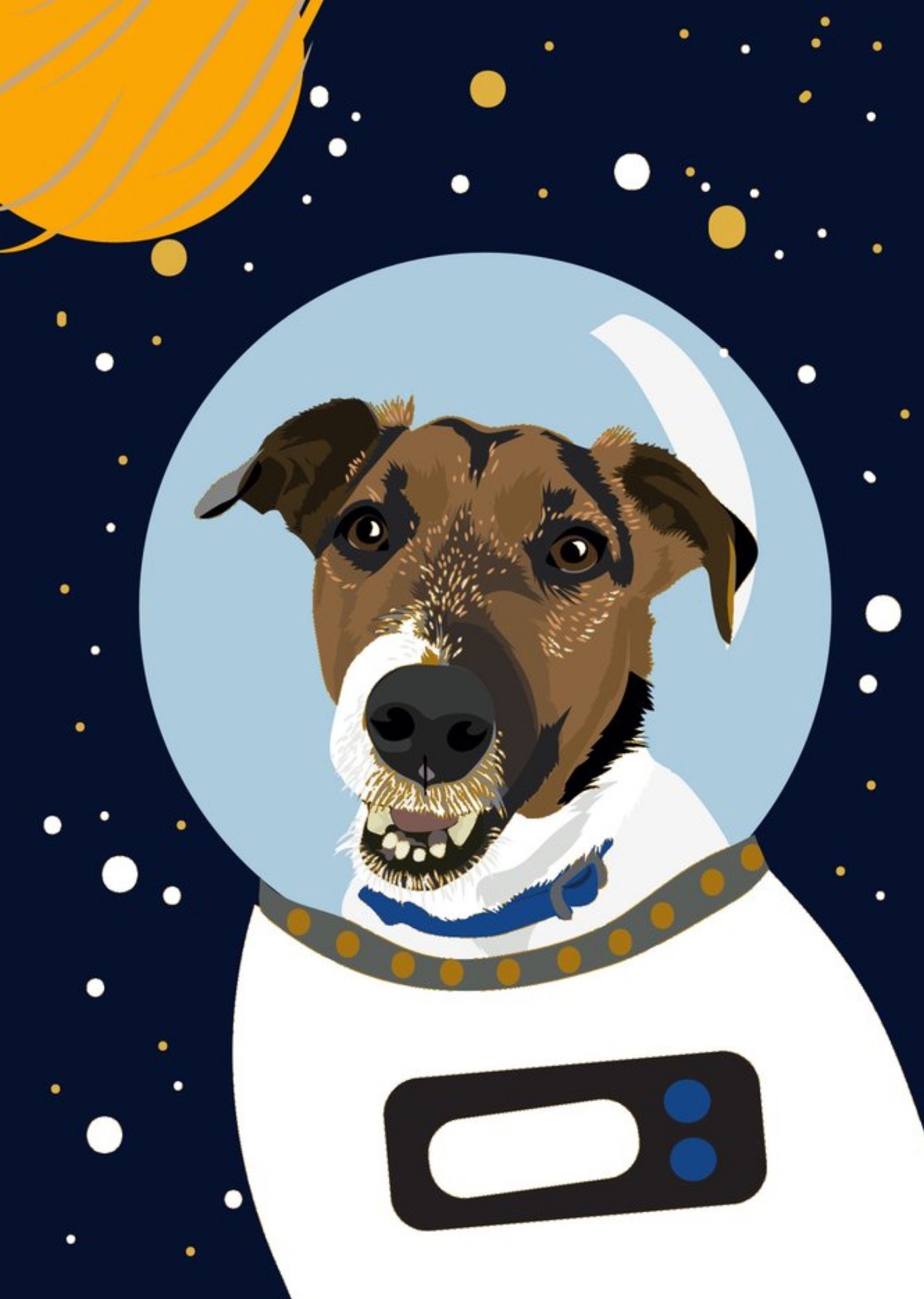 Moonpig Illustrated Astronaut Jack Russel Space Dog Card