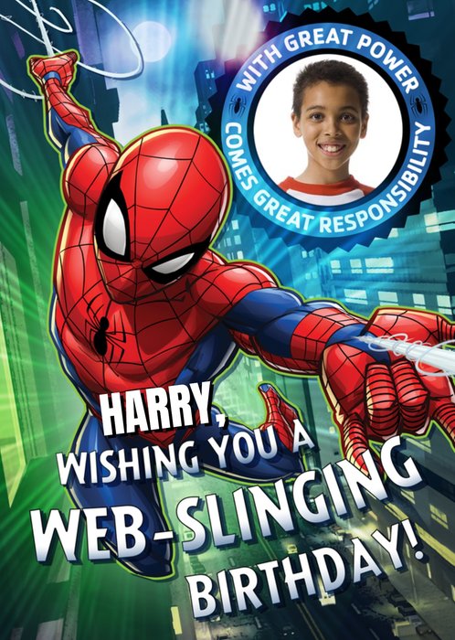 Marvel Spiderman Have A Web-Slinging Birthday Photo Card