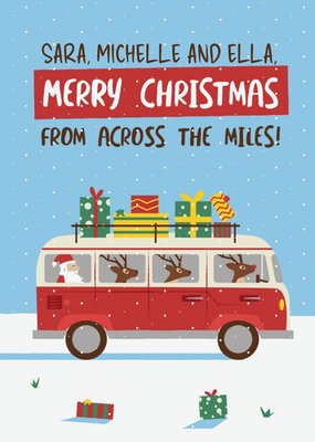 Funny Santa and Reindeer In A Camper Van Christmas Card