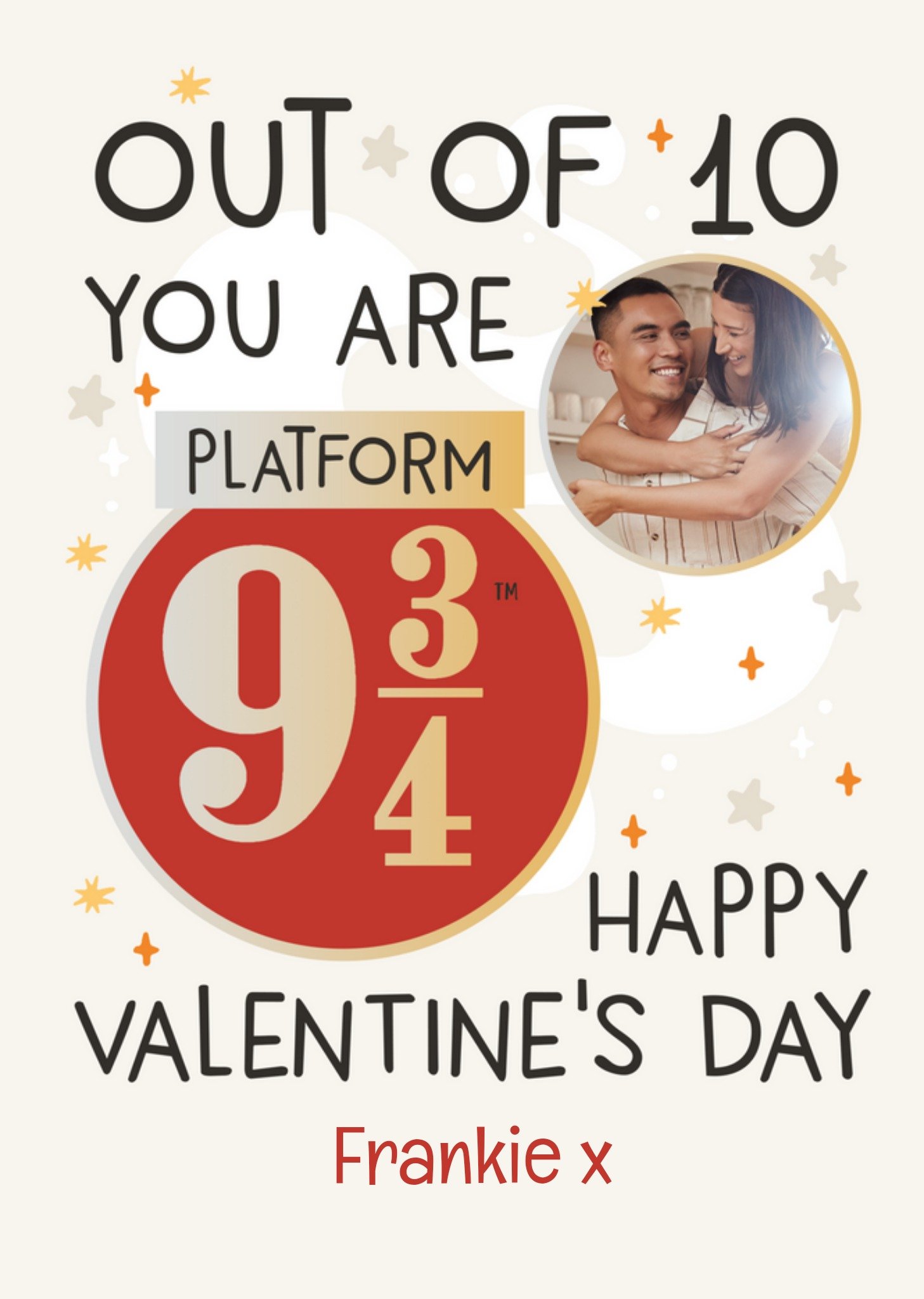 Harry Potter Out Of 10 You Are Platform 9 And Three Quarters Photo Upload Valentine's Day Card, Larg