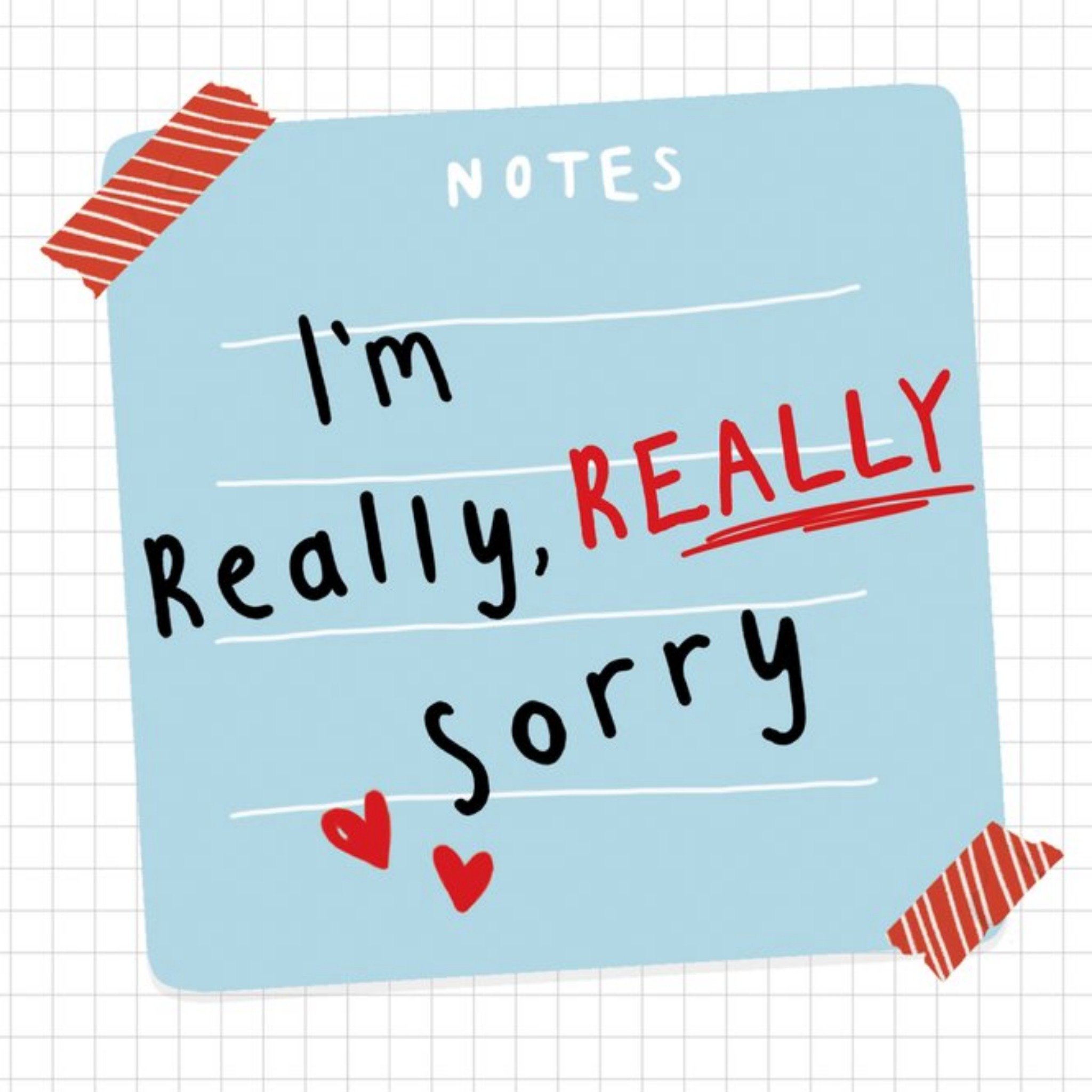 Moonpig Clintons Sticky Note Hearts Sorry Card