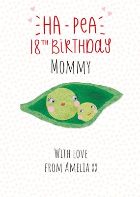 Clintons Illustrated Peas in Pod 18th Mommy Birthday Card