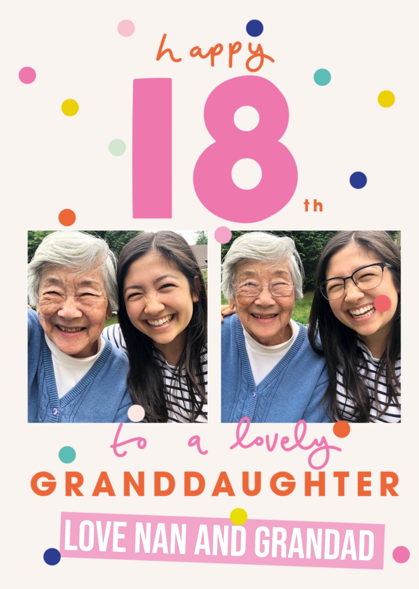 Moonpig Bright Fun Photo Upload 18th Birthday Card For Granddaughter