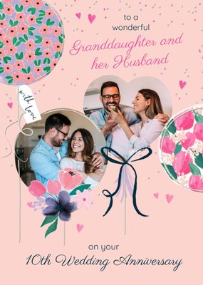 Wonderful Granddaughter & Her Husband 10th Anniversary Photo Upload Card