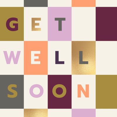 Get Well Soon Colour Block Typography Card