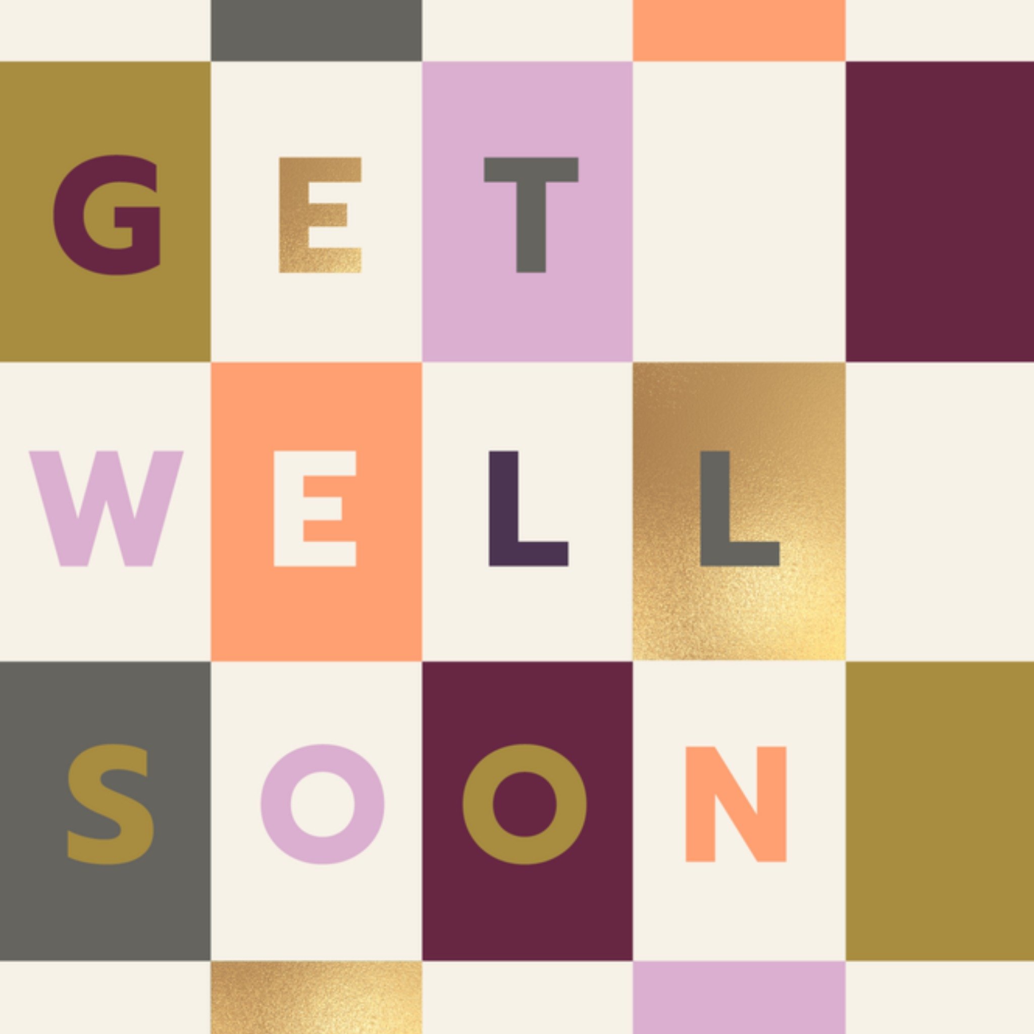 Moonpig Get Well Soon Colour Block Typography Card