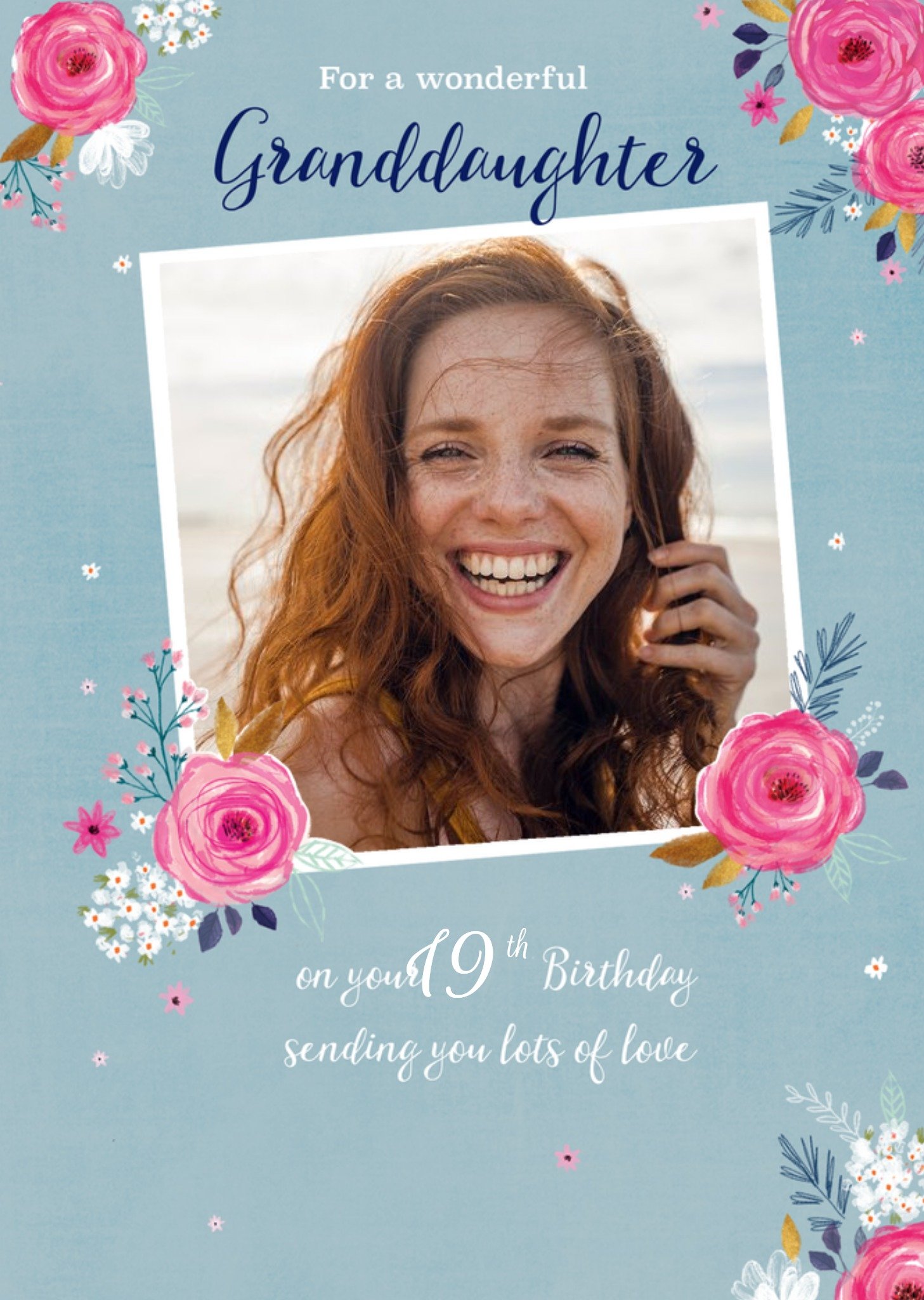Moonpig Cute Floral For A Wonderful Granddaughter Photo Upload Birthday Card