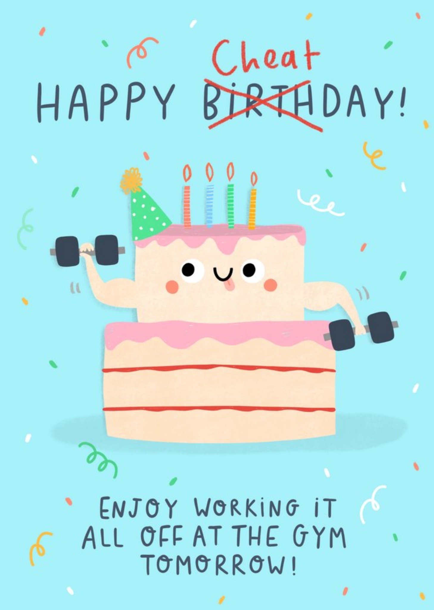 Moonpig Jess Moorhouse Funny Illustrated Cake Cheat Day Birthday Card