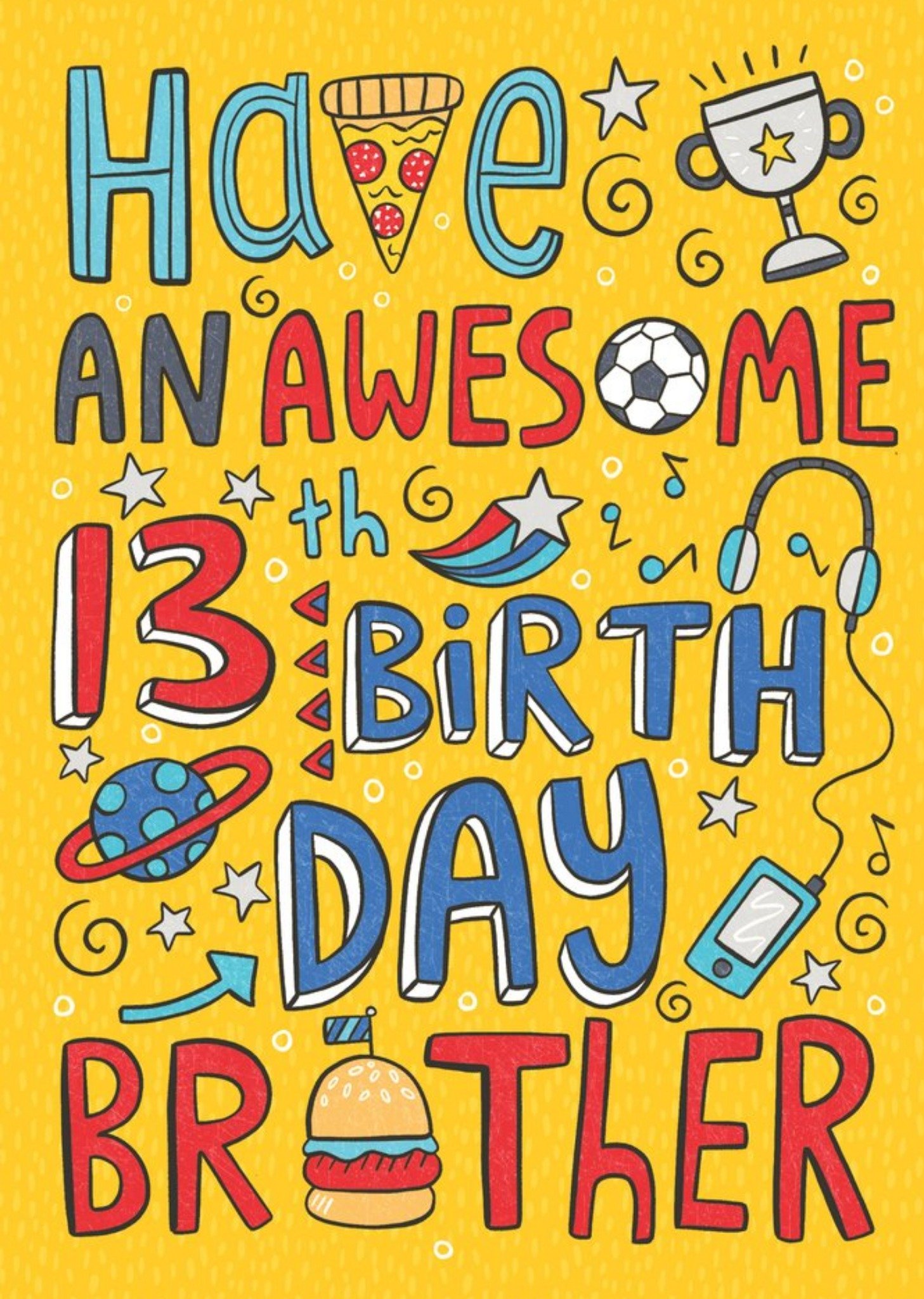 Moonpig Fun Illustration Have An Awesome 13Th Birthday Brother Card