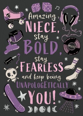 Niece Stay Bold Stay Fearless Typographic Illustrated Card