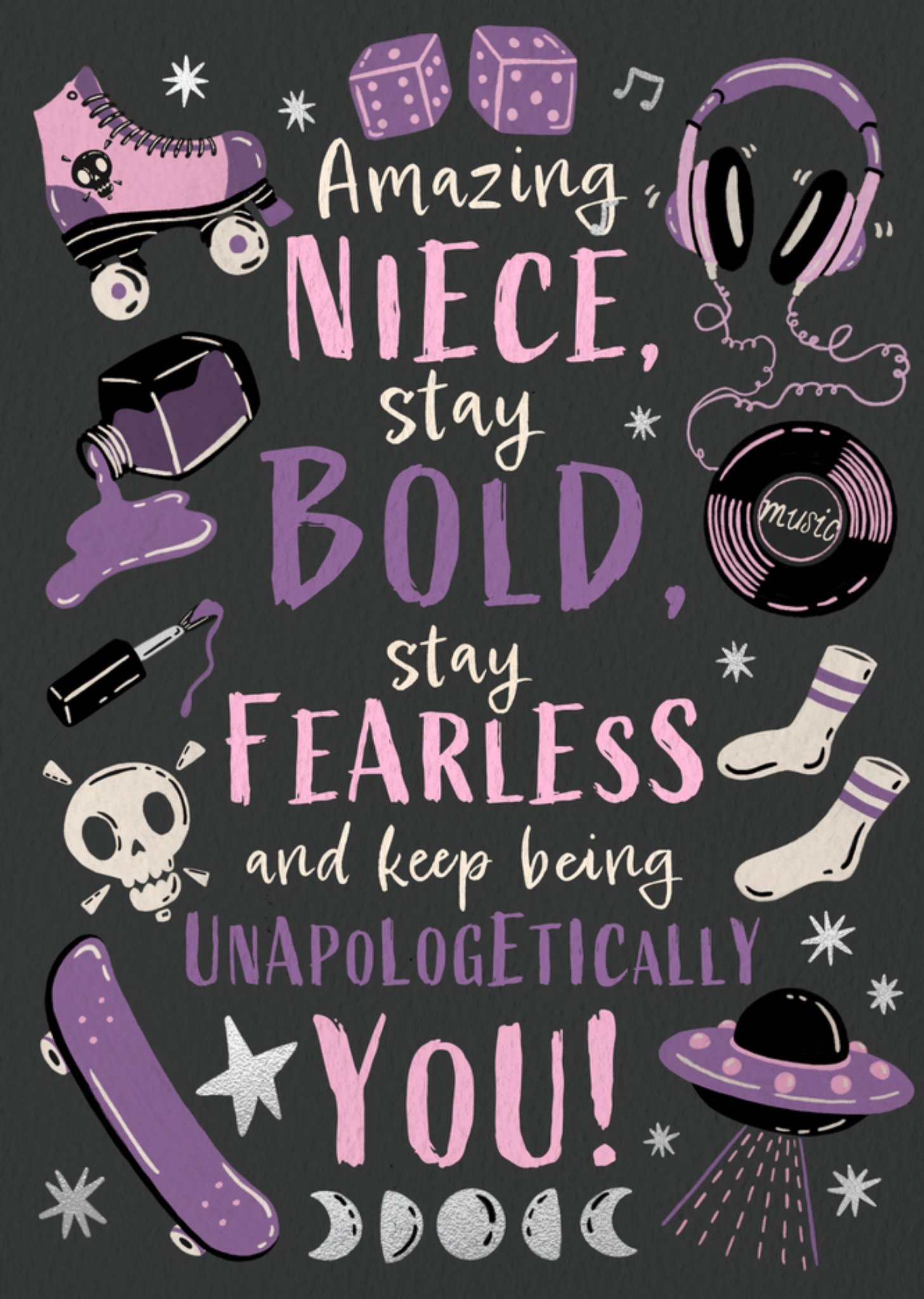 Moonpig Niece Stay Bold Stay Fearless Typographic Illustrated Card