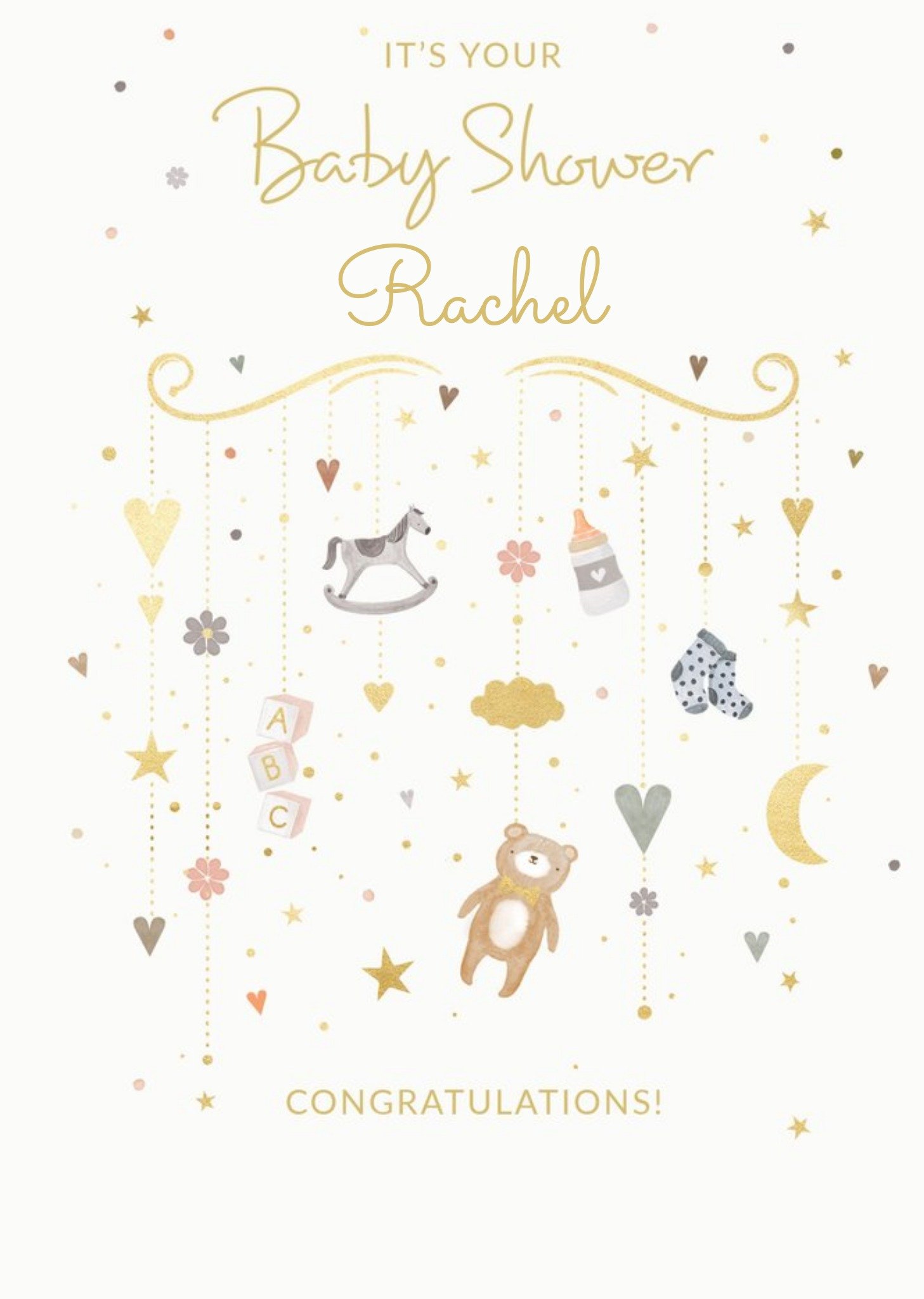 Moonpig Cute Illustrated Mobile Customisable Baby Shower Card
