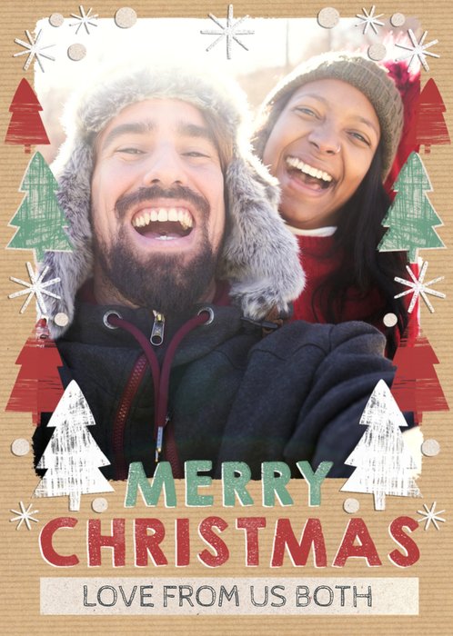 Festive Fir Christmas Vertical Photo Upload Card