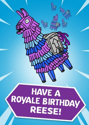 Video Game Royale Llama Birthday Card