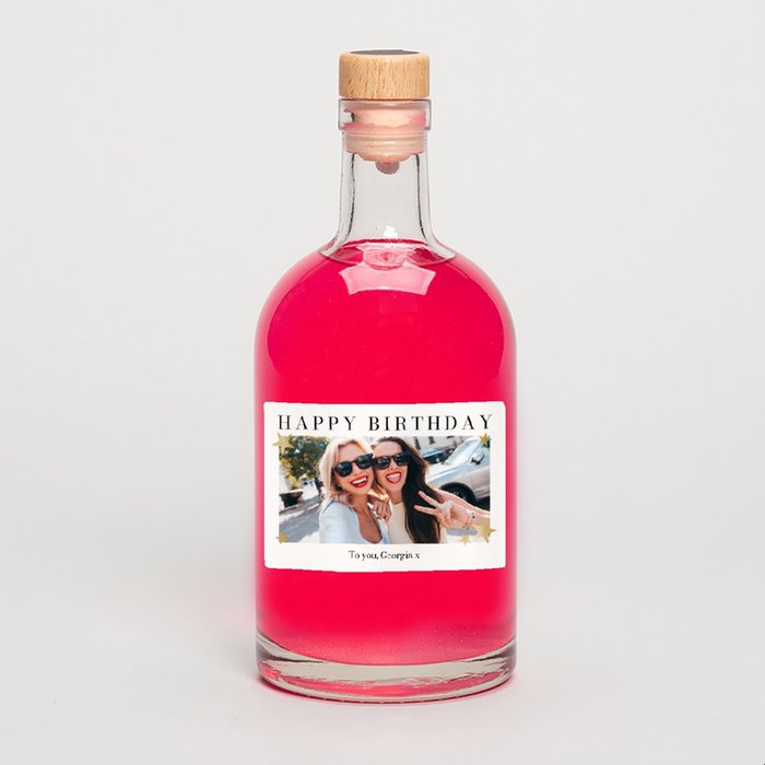 Personalised Photo Happy Birthday Pink Gin 50cl
