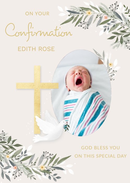 Paperlink Holy Cross Floral Confirmation Card