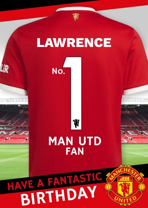 Manchester United No.1 Fan Football Shirt Birthday Card