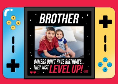 Level Up Illustrated Handheld Console Brother Birthday Card