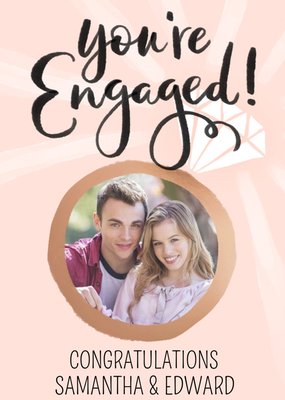 Illustration Of An Engagement Ring With Handwritten Text Photo Upload Congratulations Card