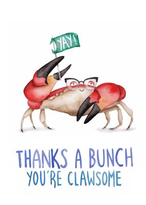 Illustration Of A Crab Holding A Banner Thank You Card