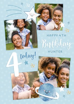 Cute 4th Birthday Photo Upload Card