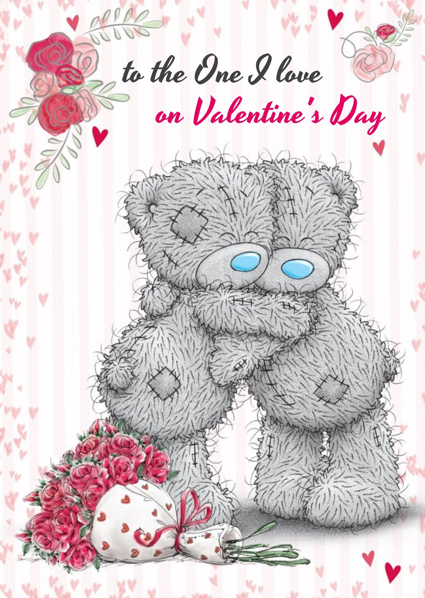 Me To You Tatty Teddy Hugs And Roses Personalised Valentine's Day Card, Large