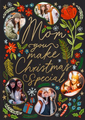 Mom You Make Christmas Special Illustrated Photo Upload Card