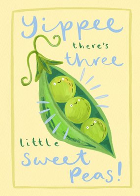 Cute Sweet Peas Triplets New Baby Card