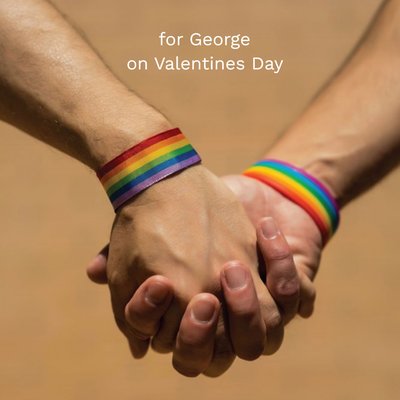 Modern Photographic Gay Men Holding Hands Wearing Rainbow Coloured Bracelets Valentines Card