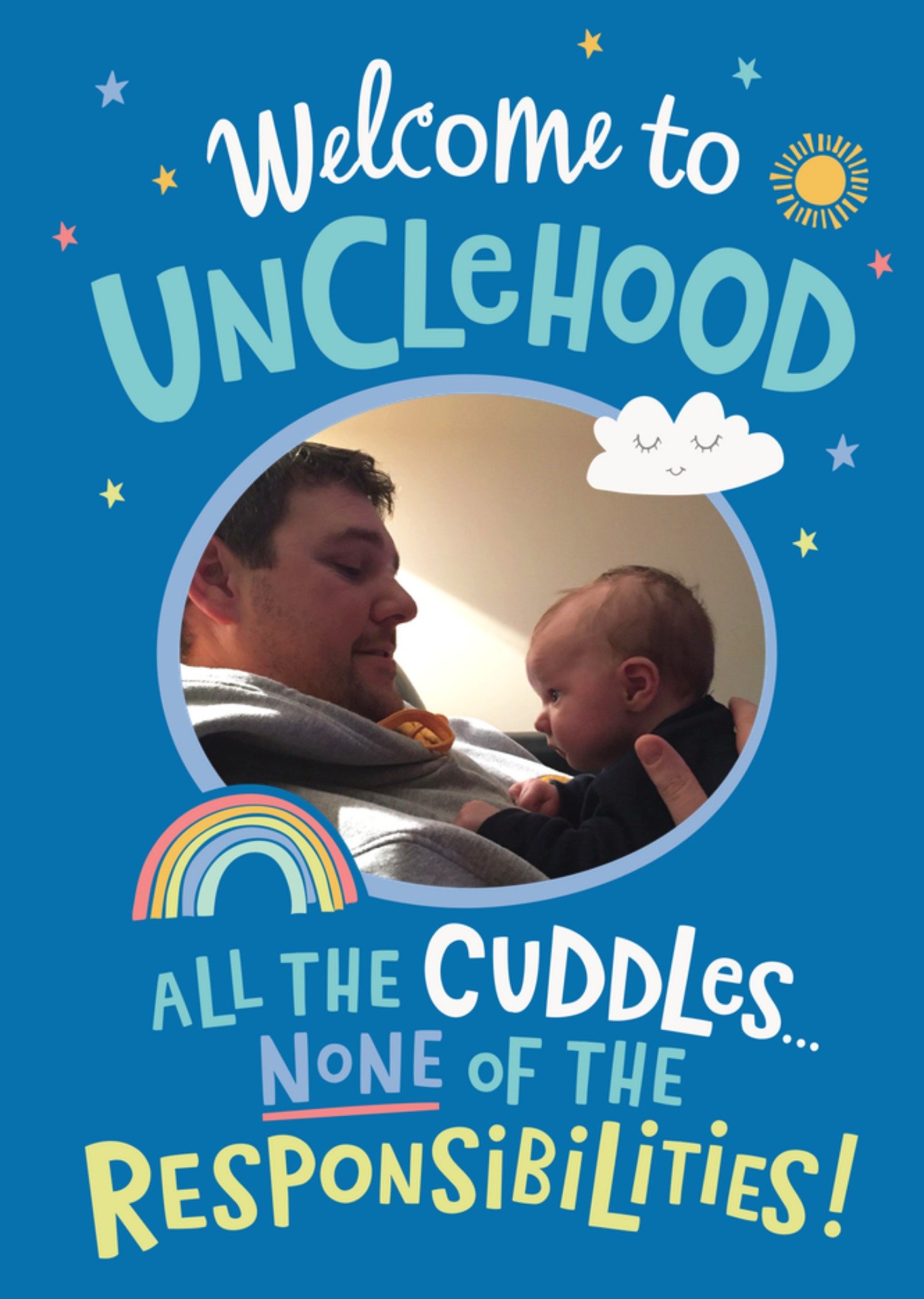 Dotty Black Welcome To Unclehood Photo Upload New Baby Card