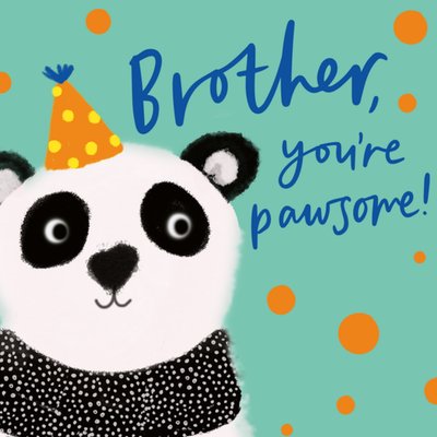 Brother You're Pawsome Cute Panda Illustrated Birthday Card