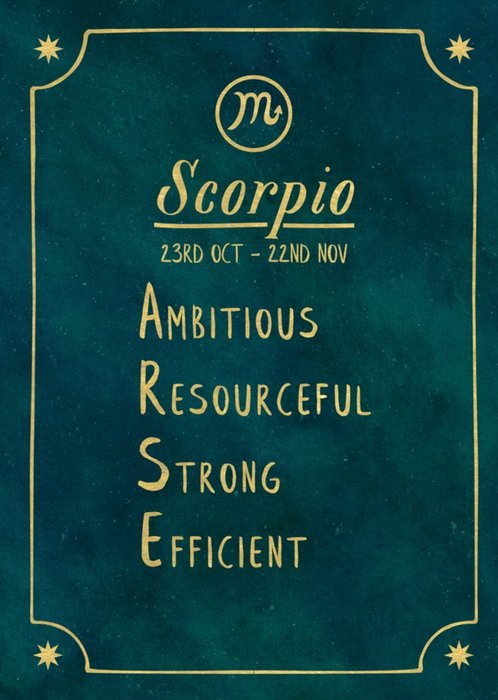 Funny rude horoscope birthday card - Scorpio