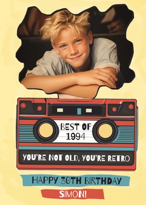 You're Not Old You're Retro Photo Upload Birthday Card