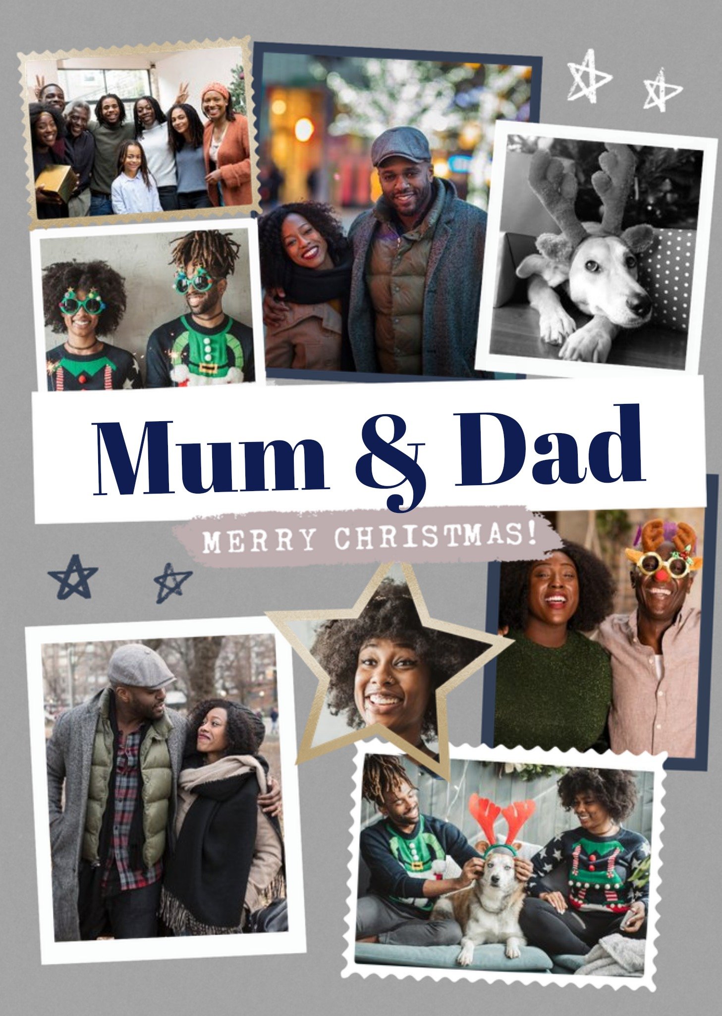 Moonpig Modern Photo Upload Collage Merry Christmas Mum And Dad Card